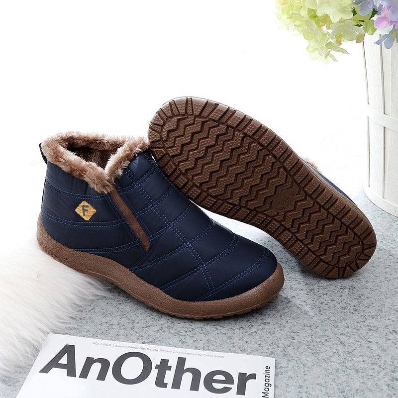 Winter designer fashionable men's cotton shoes high top warm wool snow boots umbrella cloth large cotton shoes lightweight couple cotton shoes