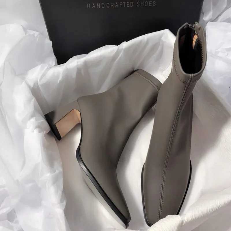 Fashion Autumn Square Toe Women Ankle Boots Slimming Chunky Heels Short Booties Winter Female Thick Heel Boots Women D208 W251024