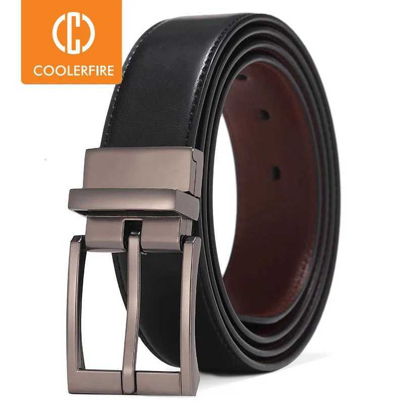 Business Dress Belts for Men Genuine Leather Belt Reversible Buckle Brown and Black Belt HQ110 W251024