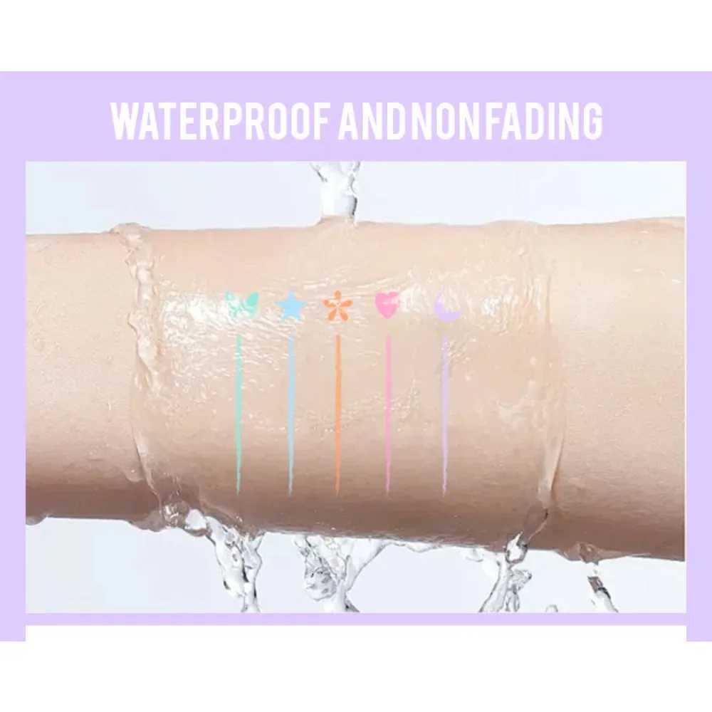 5PcSet Love Flowers Eyeliner Stamp Pen Colorful Pink Blue Liquid Eyeliner Doubleended Seal Eye Liner Pencil Fast Drying MakeupL251024