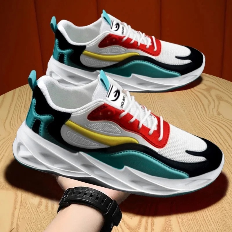 New Trendy Men's Sports Shoes Cushion Running Sneakers Outdoor Leisure Walking Jogging Trainers Soft Sole Breathable Footwear Sports Shoes with B