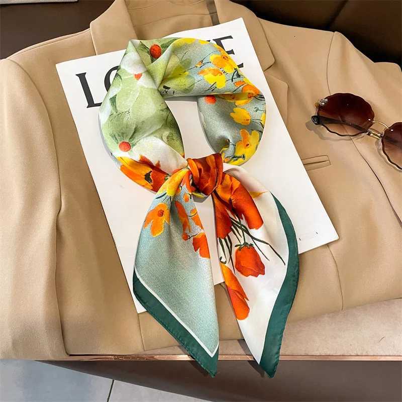 Luxury Print Spring Neck Tie Shl 2025 Silk Square Scarf Wen Wrs Fem 70cm Hair Hand Wrist kercheif Hijab Bandana Y251024