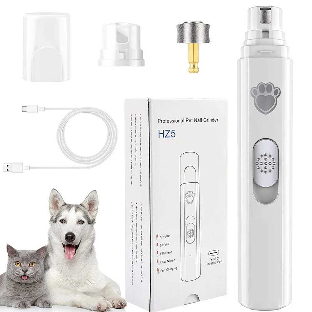 Electric Dog Nail Grinder Painless LED Light Pet Nail Grinder with Polisher Wheel 2Speed Pet Nail Clipper for Pet Paws Grooming Z20251024