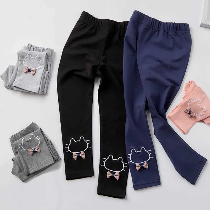 Baby Girl Pants Cartoon Cat Print Cotton Leggings Spring Autumn Childrens Skinny Pant Kid Long TrousersT251024