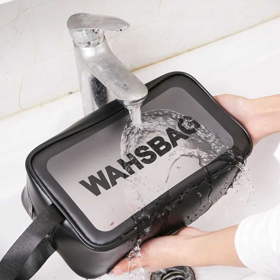 Portable Makeup Bag Large Capacity Make Up Brushes Lipstick Powder Travel Cosmetics Storage Toiletry Bag Waterproof TransparentT251024