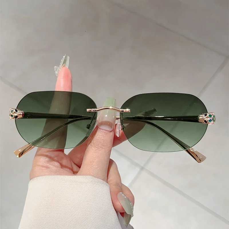 KAMMPT Rimless Oval Sunglasses Men New Fashion Vintage Gradient Casual Shades Women Trendy Luxury Brand Design Decor Sun GlassesT251024