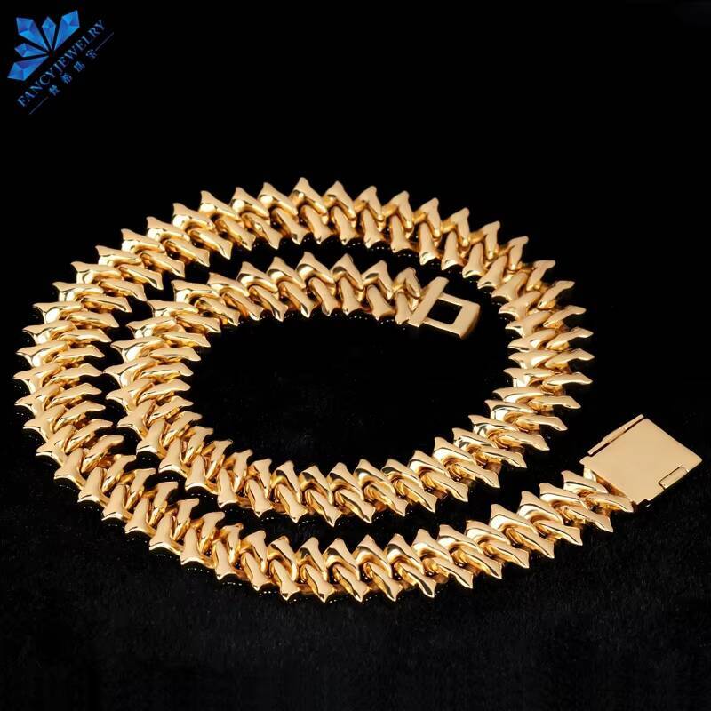 Wholesale VVS Moissanite Pass Diamond Tester 2 Tone Cuban Link Chain 12mm 14mm 18mm Hip Hop Necklace Bracelet Men Jewelry
