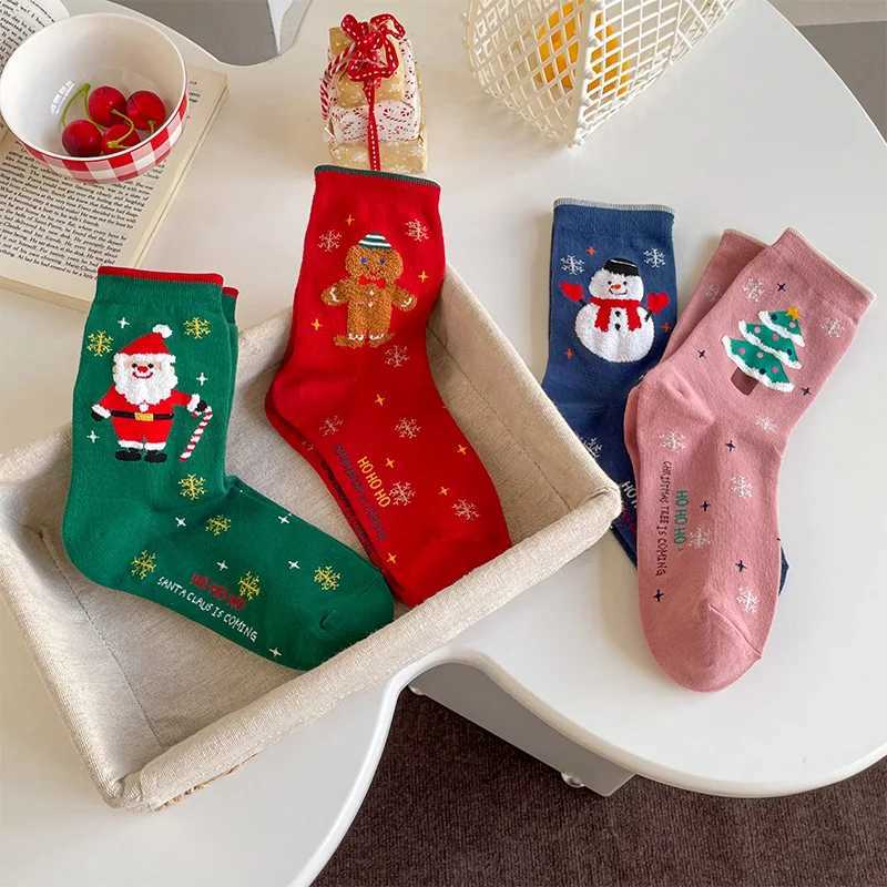 24 Pairs of Christmas Stockings for Autumn and Winter Snowman Christmas Tree Comfortable and Breathable Socks J251024