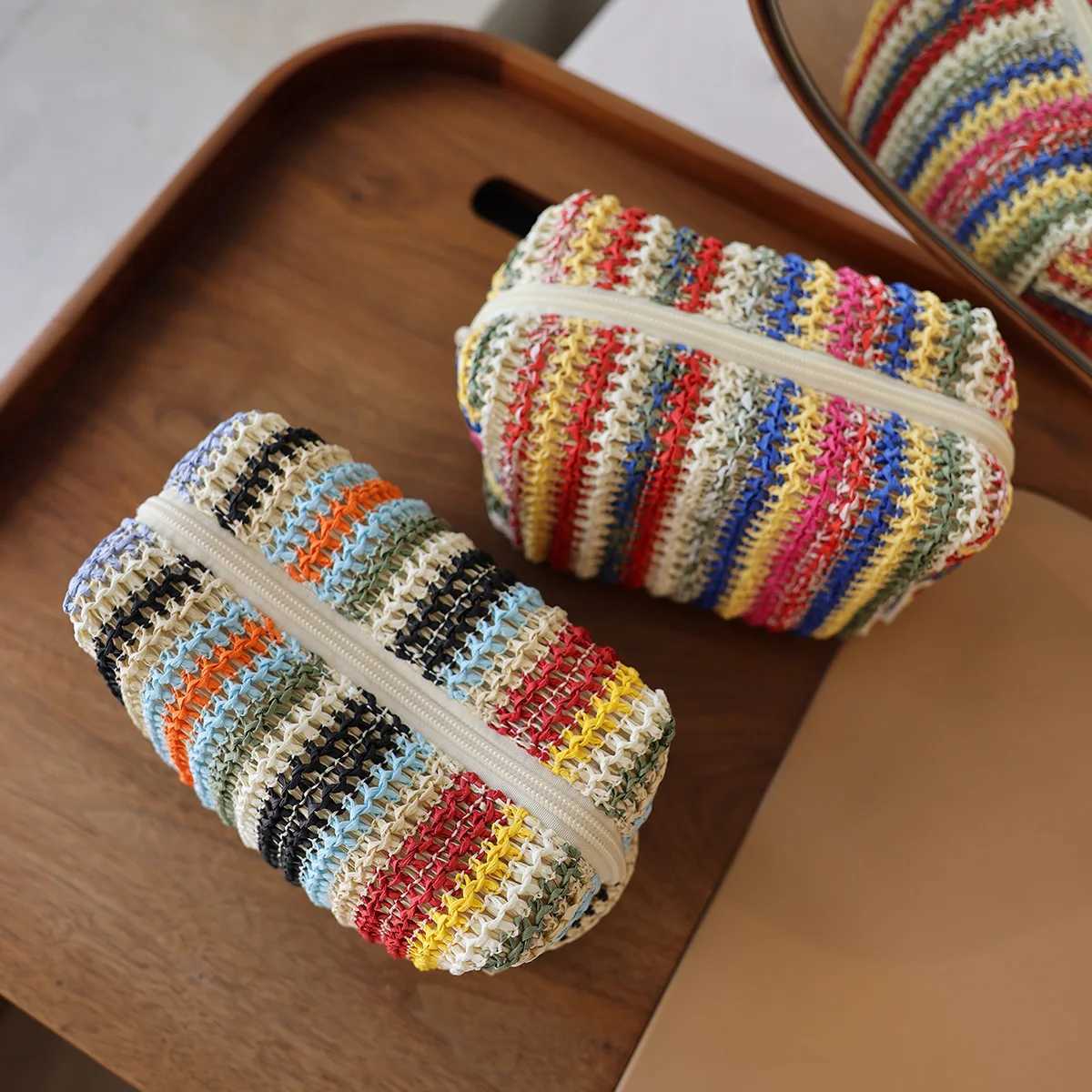 Colorful Knitted Cosmetic Bag TravelFriendly Handbag Toiletry Pouch Womens Cosmetics Skincare Organizer OntheGo BaginBagT251024