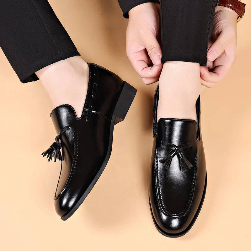 Mens Dress Shoes Business Leather Shoes Office Loafers Wedding Shoes Handmade Slip on Formal Shoe Big Size 48 251022