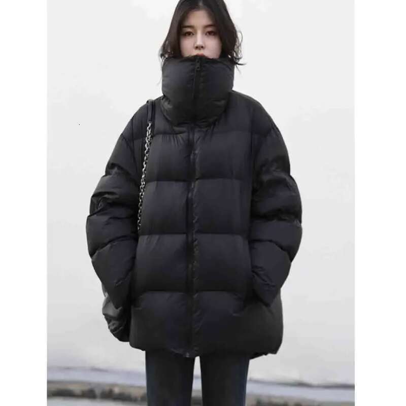 Women's Down Coats Korean Stand Collar Simple Solid Color Warm Casual Jackets Soft Fashion Female Clothing Winter 2025 womens coat