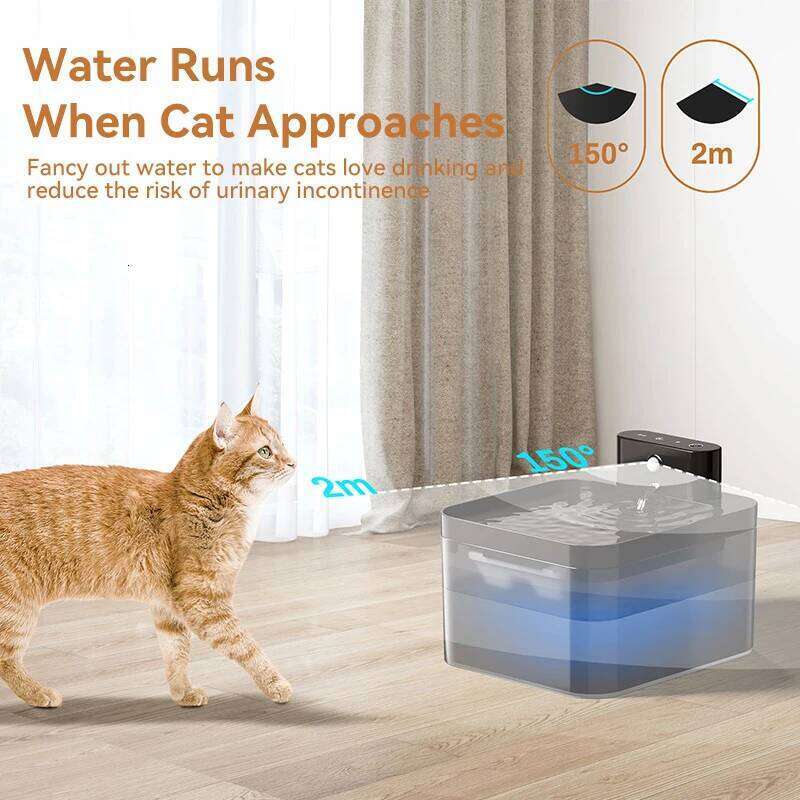 designer brand ROJECO Wireless Automatic mAh Water Dispenser For Dog Cat Infrared Sensor Smart Pet Drinkier Fountain