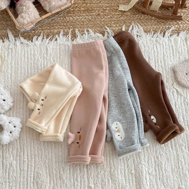 Cute girls 3D Animal Ears Leggings Thickened Fleece Lined Casual Pants New Kids Winter Childrens Warm TrousersT251024