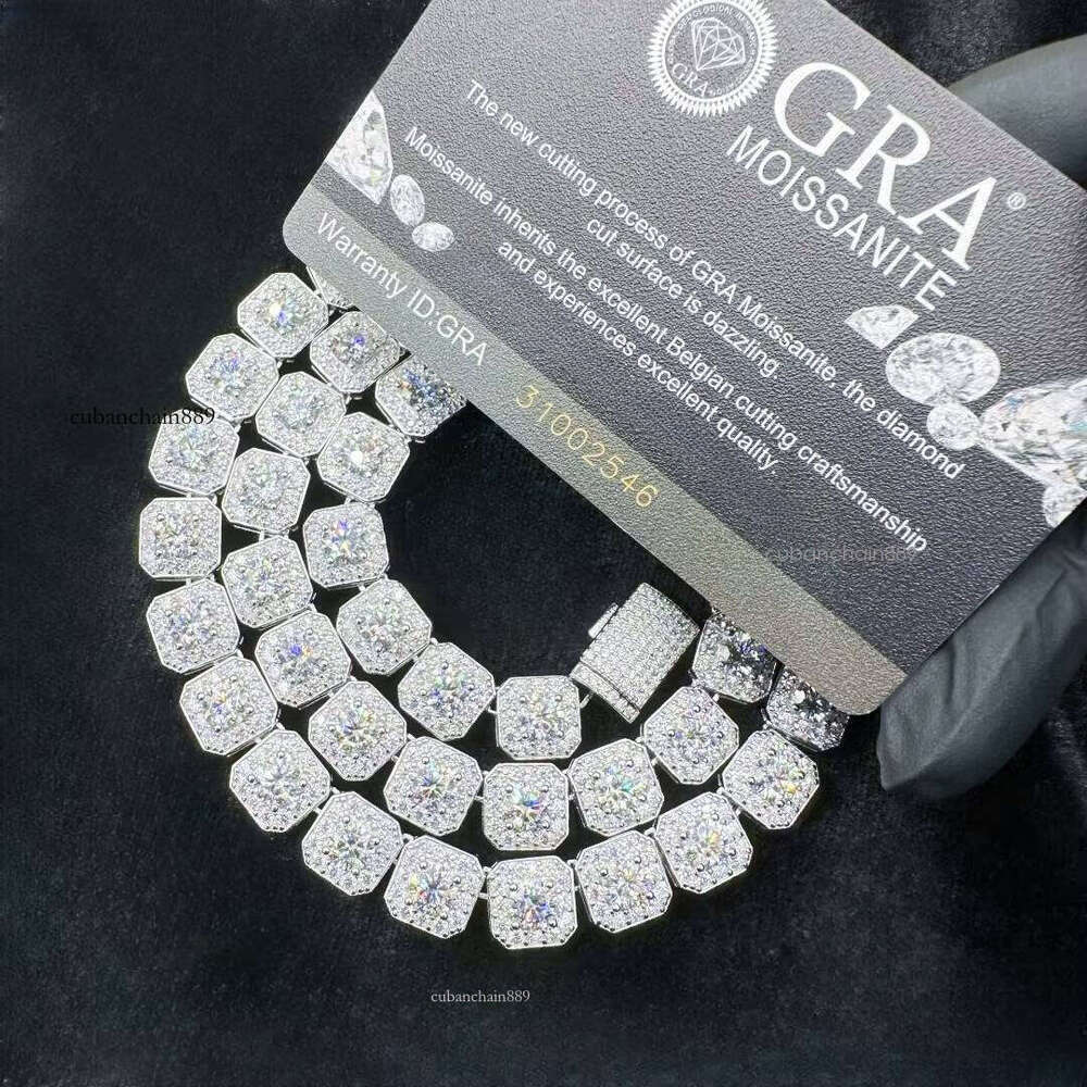 VvsTop jewelry necklaceMoissanite 12mm Cuban Chain Hip Hop Jewelry NecklaceFast deliveryGift for ladies