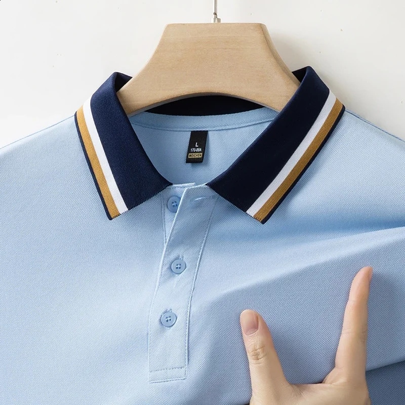 Mens Business Casual Short Sleeved Shirt Solid Color Polo Shirt Fashionable Breathable Comfortable Versatile Top 251020