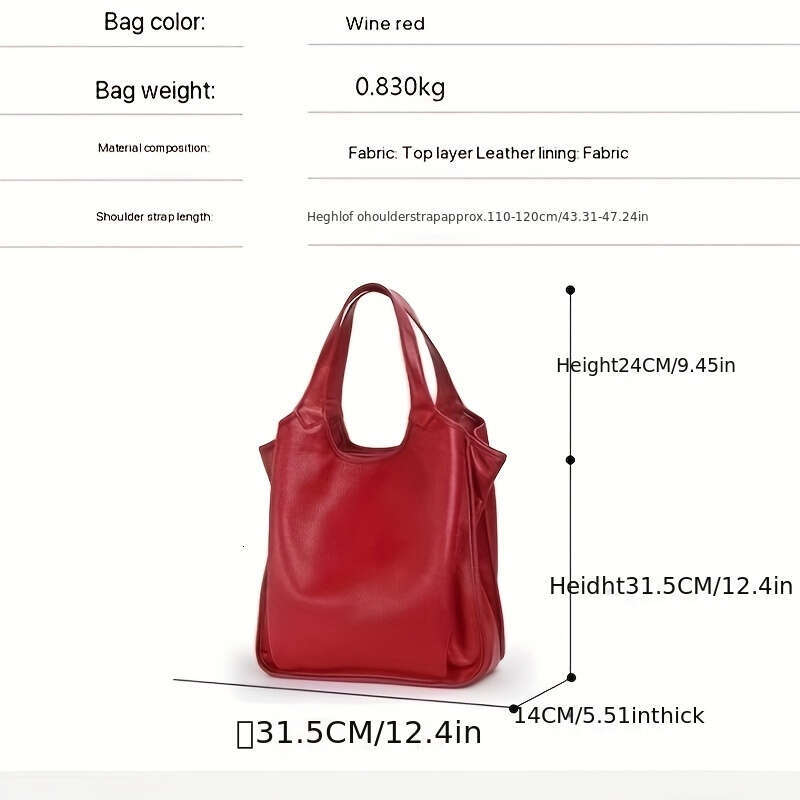 2025 New Model, Genuine Leather Tote Simple Versatile Large Capacity Shoulder, High-End Commuting Handbag, Fashionable And Luxurious Multifunctional W