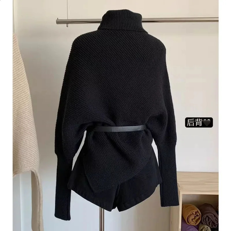 Lazy Thickened Soft Texture Irregular Womens Pullover Turtleneck Sweater Style High Sweater Loose Autumn Winter 251020