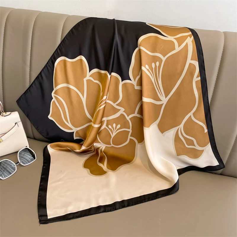 Silk Square Scarf Wen Satin Bandana Print Scarves Band Fashion La Hair Shl and Wr Fem Neckerchief Hijab 2024 Y251024