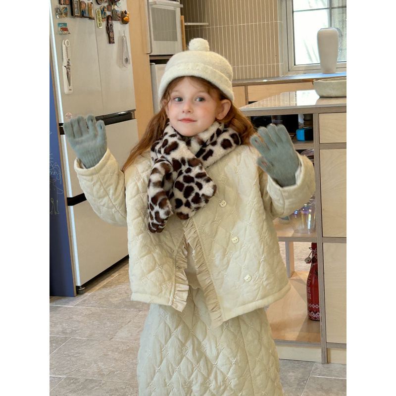 Girl designer's fashionable winter clothing set for autumn and winter girls, new Korean style cotton jacket, half skirt, thickened Western style