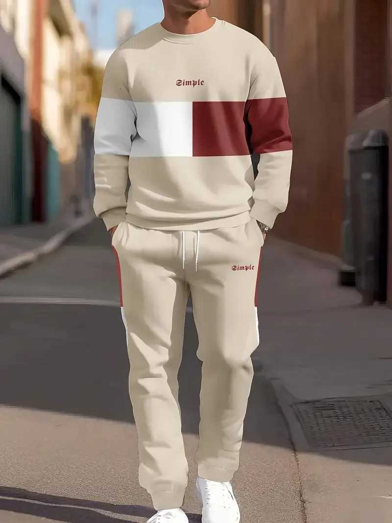 The new mens hoodie set for Spring and Autumn 2025 is a casual fashionable soft and comfortable 3D letter pattern printT251024