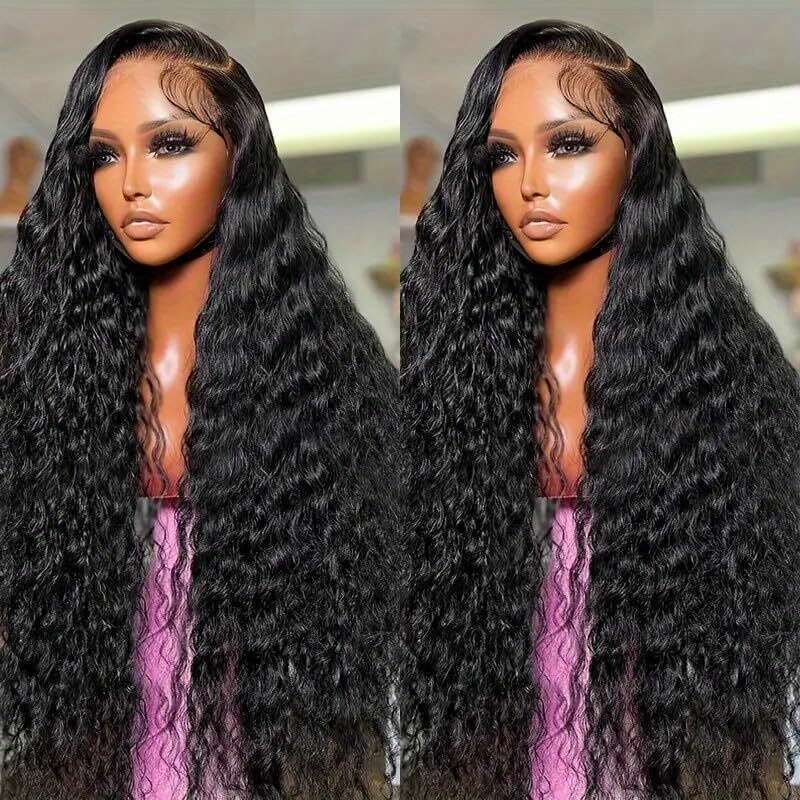 250% Density Brazilian Virgin Curly Front Transparent HD 13x4 Lace Frontal Deep Wave 100% Real Human Wigs Remy Pre Plucked Bleached Knots With Baby Ha