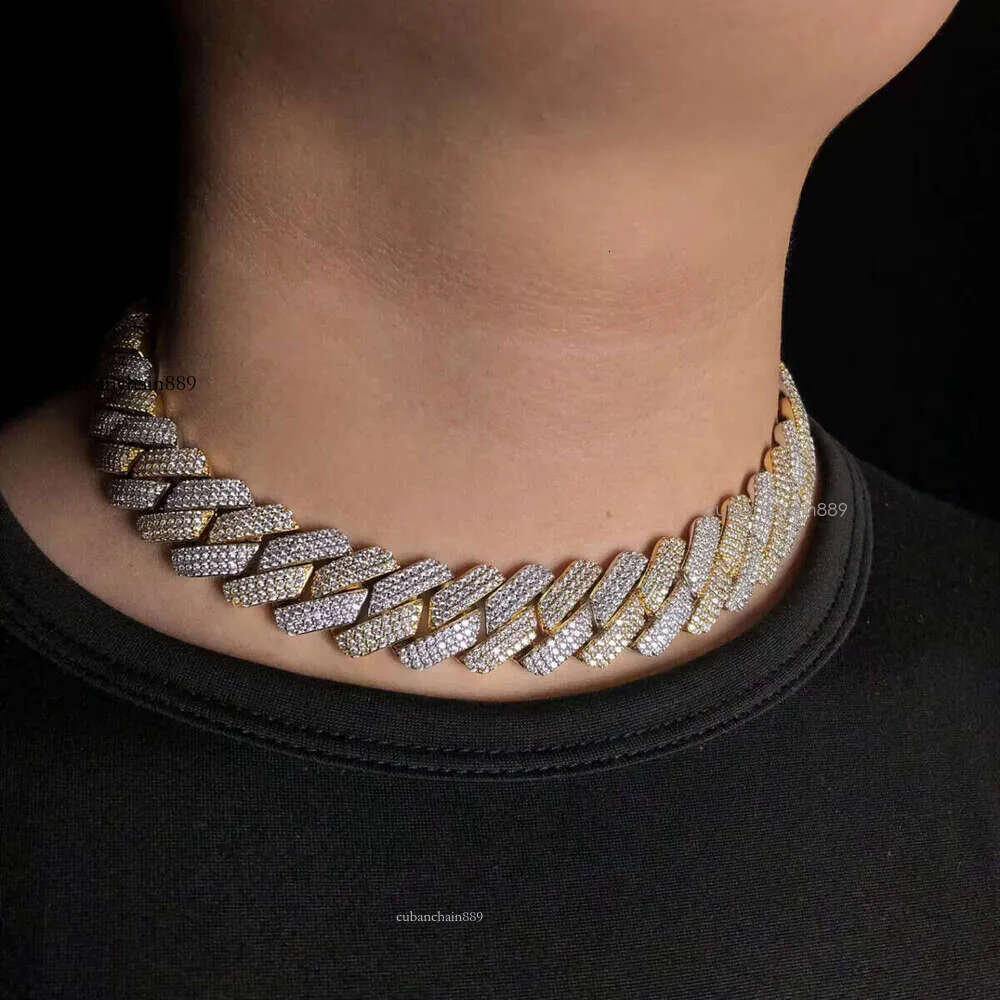 Designer necklaceTwo colors new 22mm Moissanite Dias Cuban ice chain vvs designer top jewelry necklace