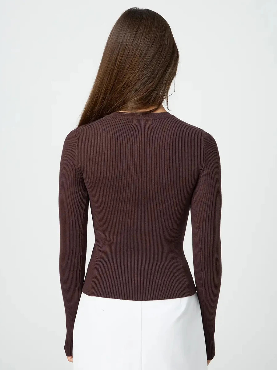 Womens Ribbed Cardigan Tops Spring Fall Solid Color Long Sleeve Round Neck Button Up Cropped Sweaters Female Casual Pullovers 251013