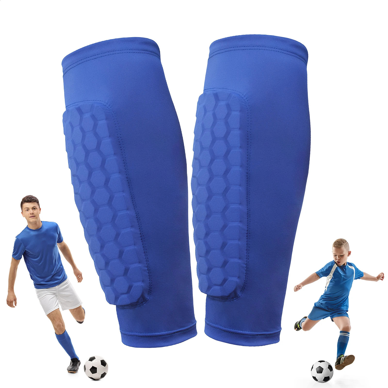 Shin Defender with Honeycomb Pads Football Shin Pads Ergonomic Lightweight Calf Protective Gear for Kids Youth Adults 251022