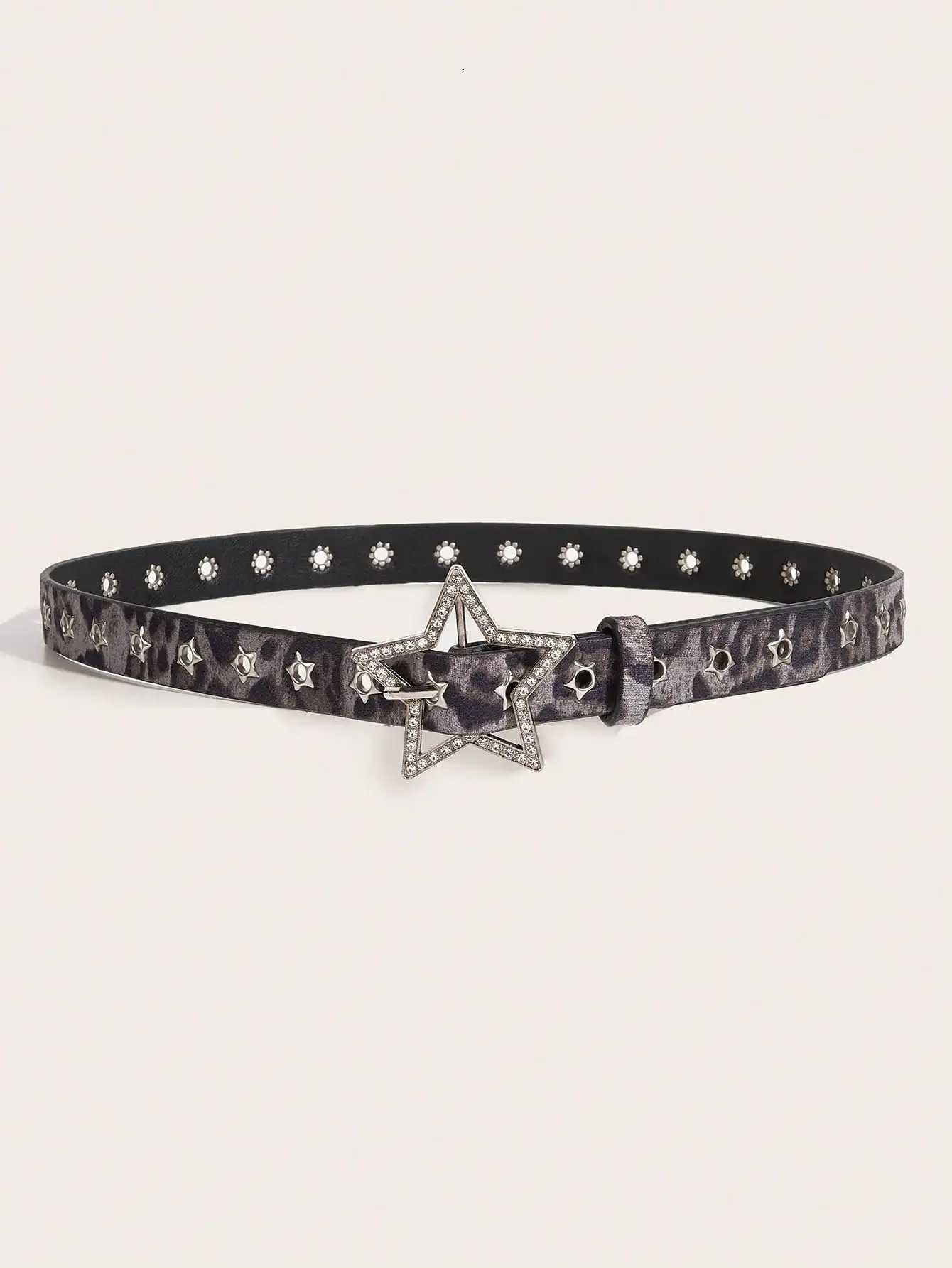 1pc Womens Y2K Star Studded Metal Hollow Star Belt Suitable For Casual Daily Wear W251024
