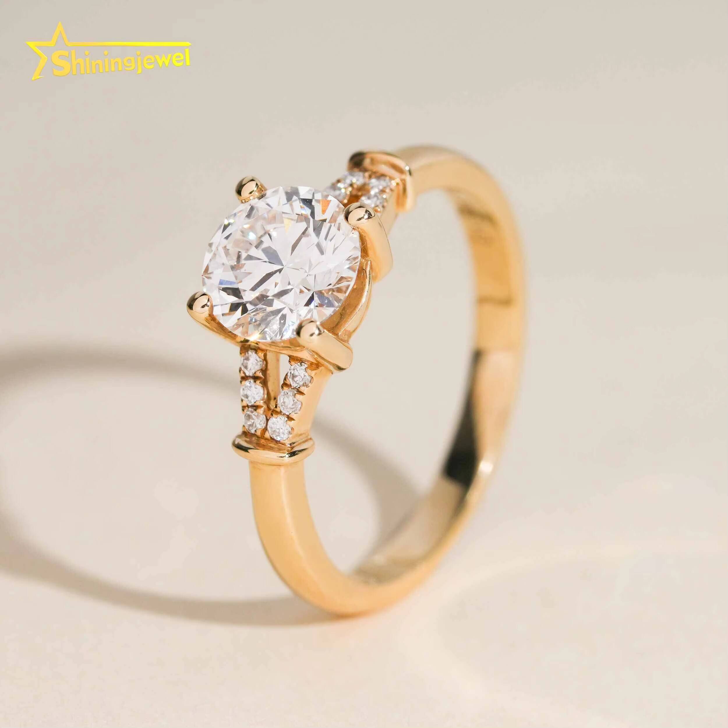 Elegant Women Jewelry Diamond Engagement Ring Iced Out Jewelry Lab Grown Diamond 14k Real Gold Wedding Rings IGI Certificate