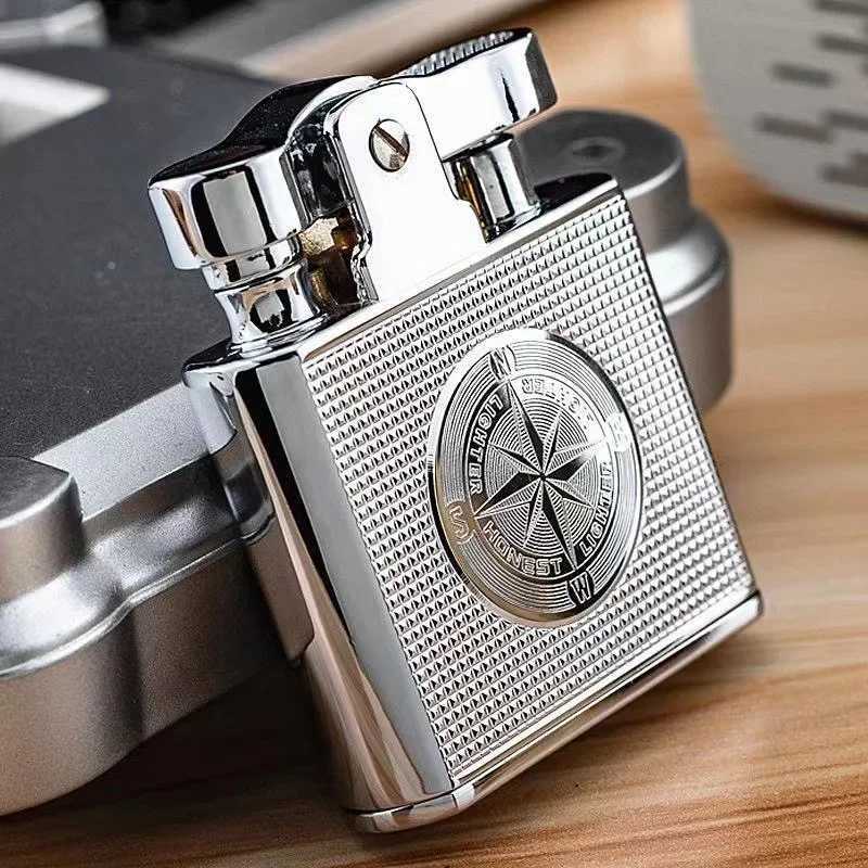 2023 HONEST Creative Retro Kerosene Lighter Metal Mini Push Cigarette Lighter Cigar Smoking Accessories Men and Women Gifts D251024