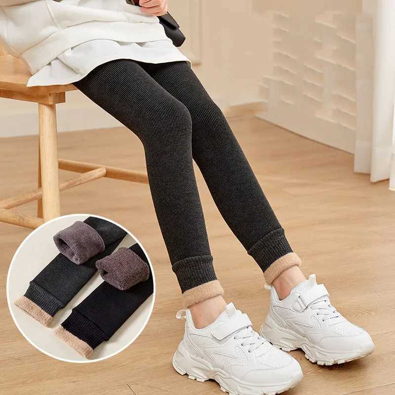 Girls Leggings 2022 Winter Pants for Kids Plus Velvet Teenager Leggins Warm Children Tights Thicken Panty Clothes 112yearsT251024