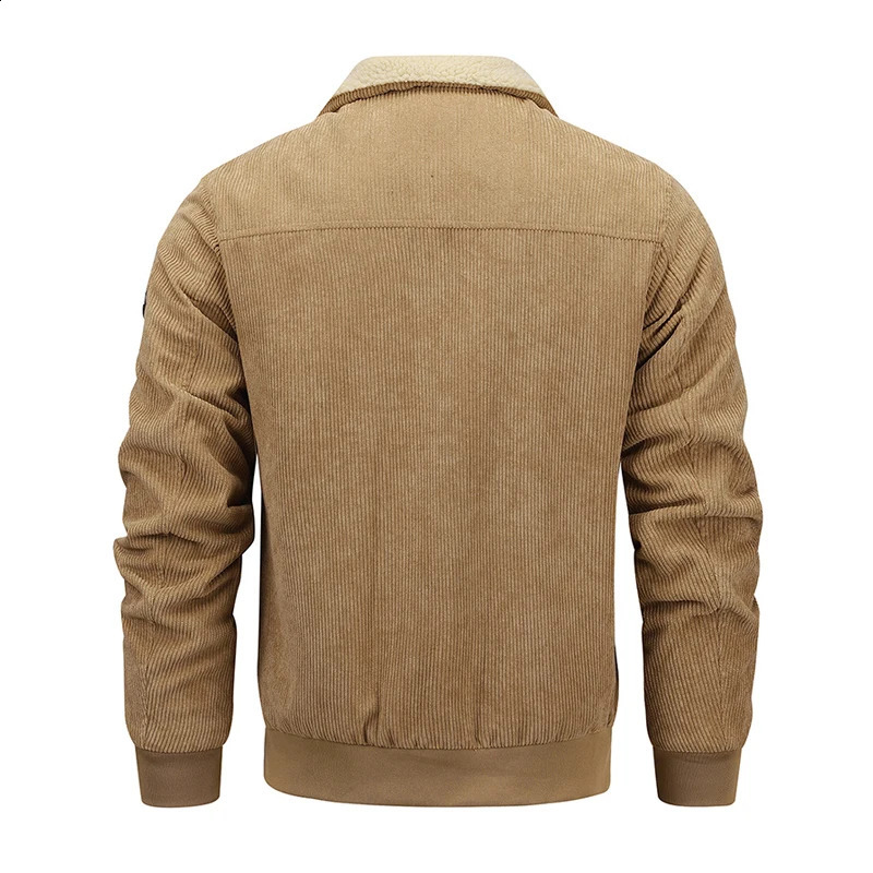 Winter Men Fleece Casual Corduroy Jacket Coat Man Thick Vintage Lapel Jacket Parka Man Cargo Classic Sherpa Jacket Plus Size 8XL 251023