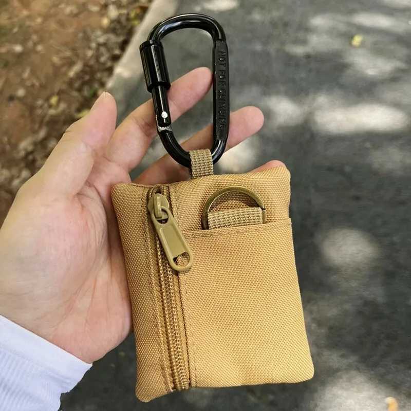 Outdoors Casual Canvas Small Wallet with Mountaineering Buckle Mini Coin Card Holder 2 Zipper Mens Key Pouch Z251023