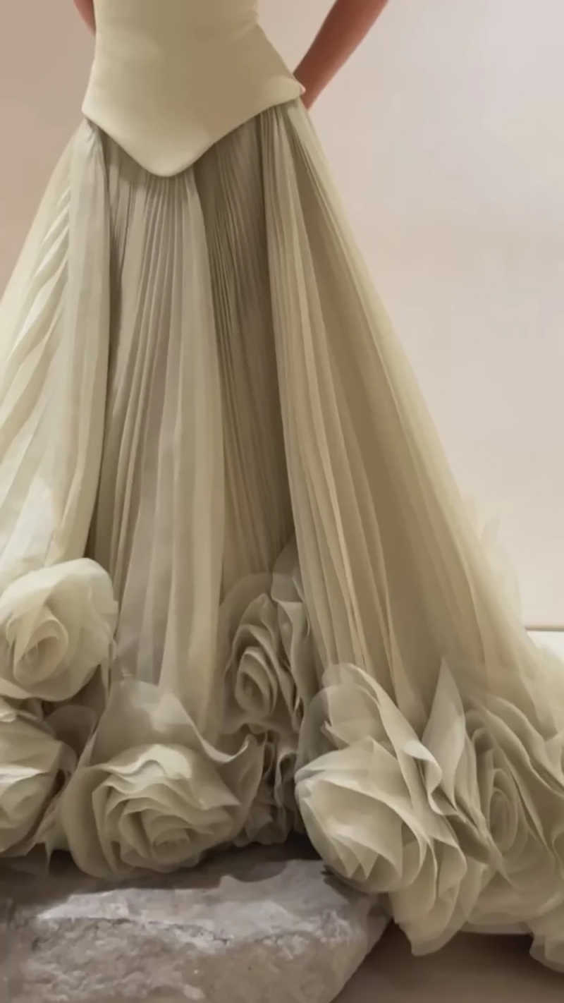 Gowns Customized Thinyfull Elegant A-Line Prom Evening Dresses Strapless 3D Flower Long Tulle Party Dress Women Cocktail Prom