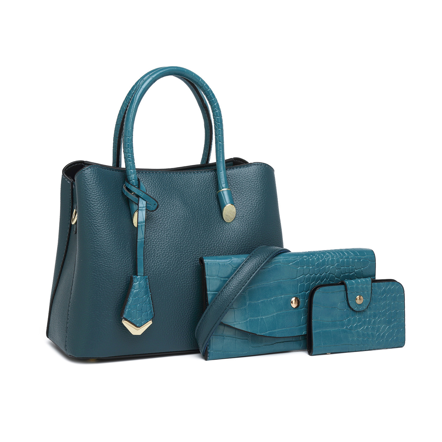 Fashion crocodile pattern luxury handbag designer bag three piece set large capacity women's bag autumn and winter new women's shoulder bag