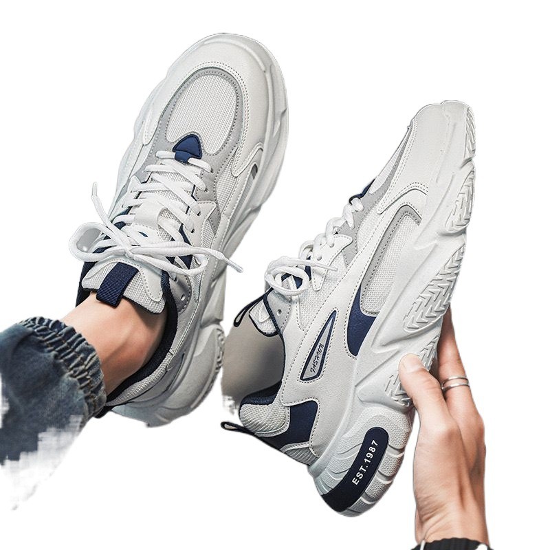 Clunky Sneaker for Men 2023 New Trend Mesh Lace Up Breathable Casual Sports Shoes Increased Soft Soles Footwear with Comfortable Cushioned Insoles