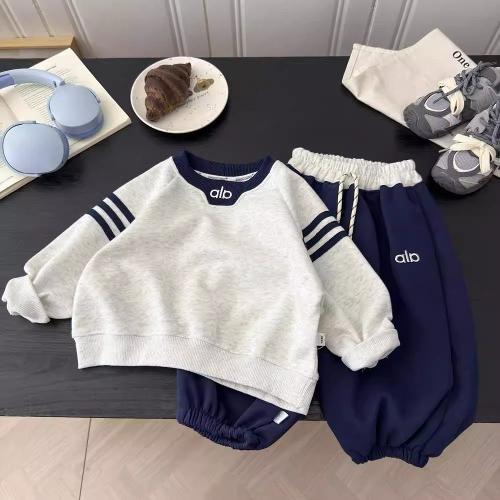 Free Shipping kids clothing designers Boys Hoodie Set 2-Piece 2025, Spring Fall Casual Tracksuit with Pants, Kids Sporty Outfit