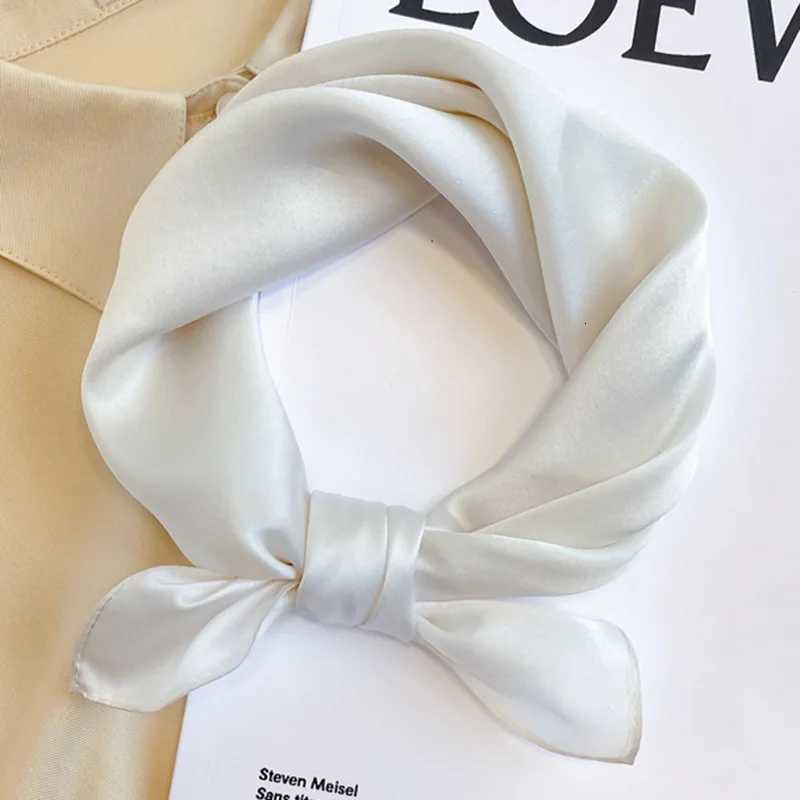 Solid Silk Square Scarf Wen Satin Bandana Print Scarves Band Fashion La Hair Shl Wr Fem Neckerchief Hijab Y251024