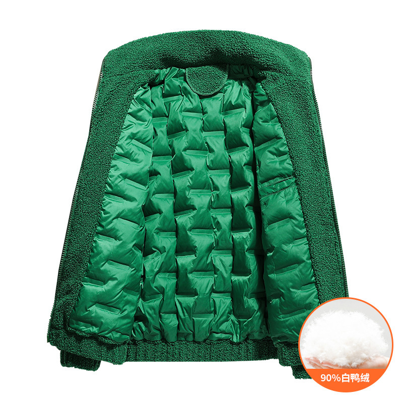 Stand Collar Zipper Winter New Down Jacket Trendy Men's White Duck Down 90 Down Fashion Punk Coat Simple Fleece Lined