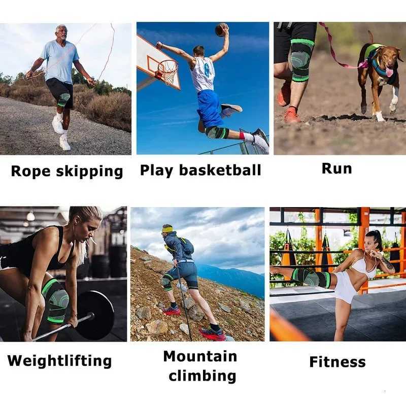 Knee Compression Sleeve with Adjustable Straps for Running Working Out and Sports Wearing Hiking Soccer Basketball Running SportW251024