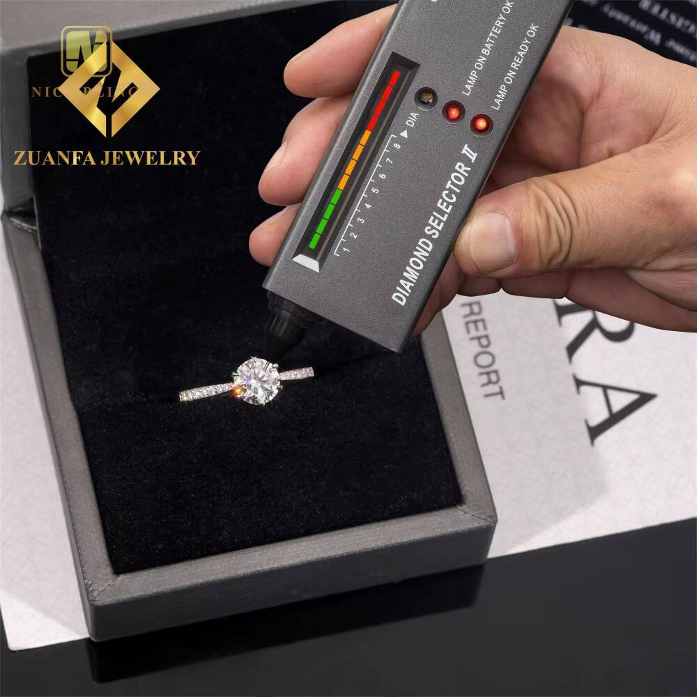 Fashion Jewelry Round Shaped Eternity Moissanite Engagement Ring Trendy 6 Claws GRA Certificate Moissanite Wedding Ring