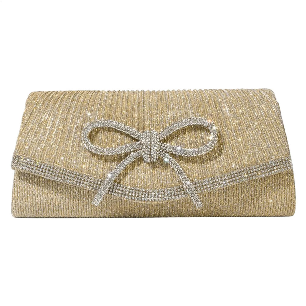 Women Evening Bag Bow Handbag Glitter Rhinestone Hobo Bag Adjustable Strap Wedding Party Prom Purse 251023