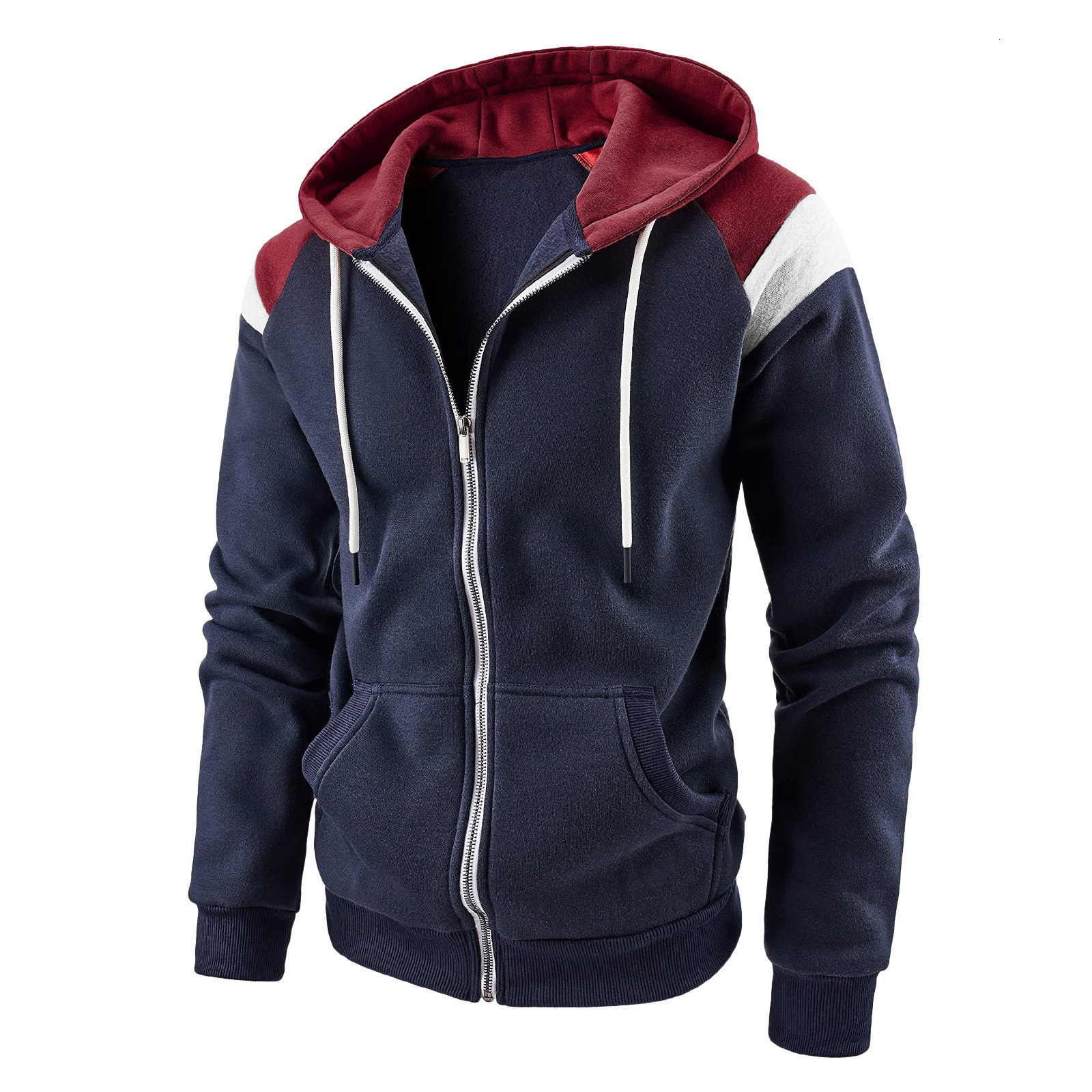 2025 New Cross-border Color Block Designer Hoodie Jacket Tracksuit Men Polo Veste Coat Hooded Zipper Sweatshirt Fashion Casual Fleece Warm Loose Comfo