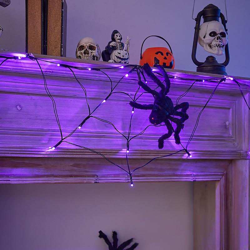 Halloween Spooky Dual Color Spider Web LED Strings - USB/Battery Operated & Remotely Controlled159---HZZW