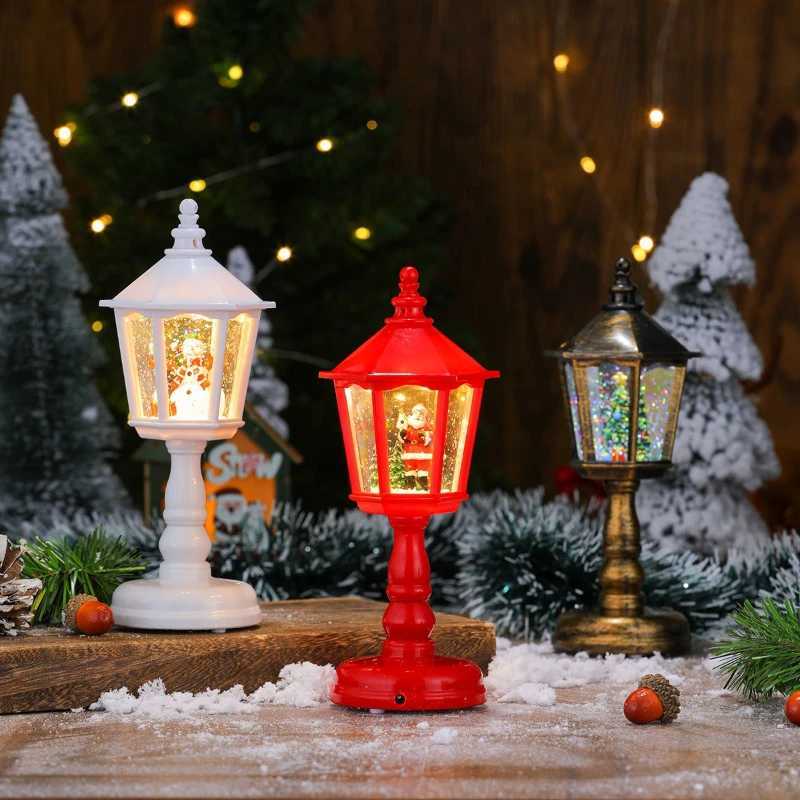 1PC Waterfilled hexagonal desk lights Christmas decorations glowing night lights Christmas creative ornaments holiday gifts C251115