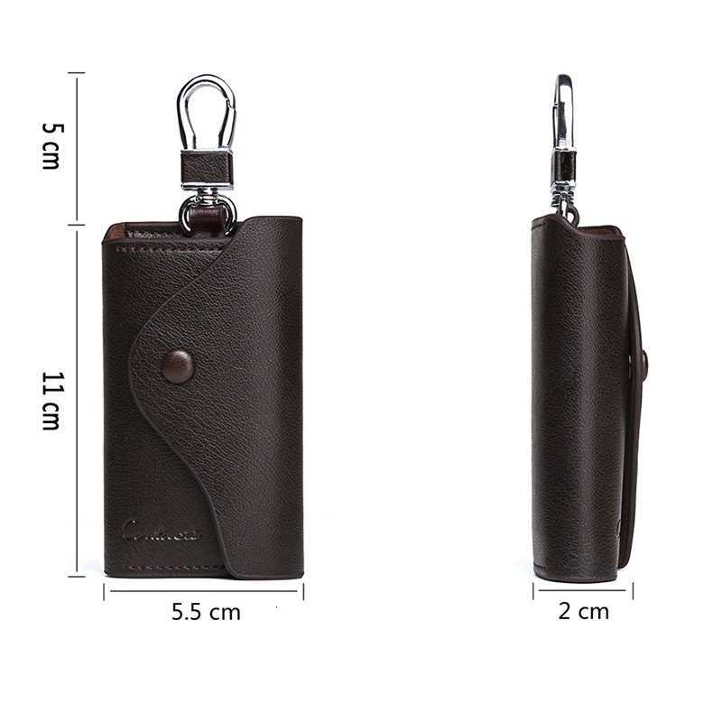 CONTACTS Mens Genuine Leather Key Wallets Fashion Housekeeper Key Holders Male Keychain Casual Key Case For Men Key Rings Z251023