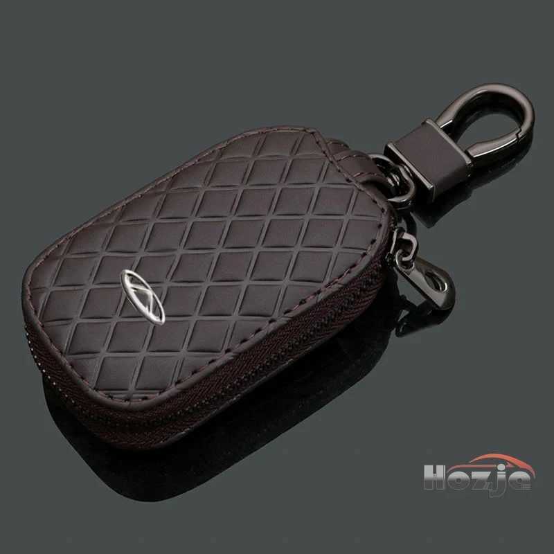 Car Leather Zipper Key Case for Chery Tiggo 2 3 4 7 8 9 Pro Max 3X 5X Omoda 5 A13 T11 Folding Keyless Remote Storage Bag Z251023