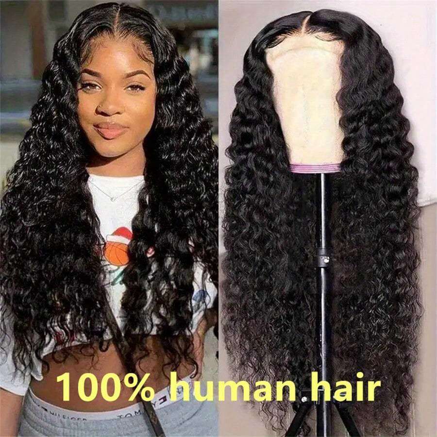 250% Density Deep Wave Lace Front Brazilian Virgin Wig with Baby Pre-Plucked Bleached Knots, Black & Blonde Wavy Hair for Women, Men, Unisex - 100% Hu