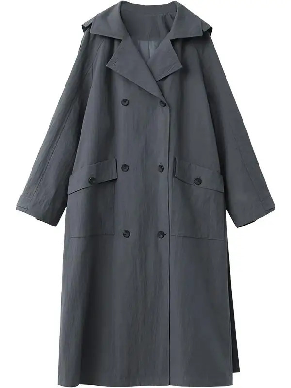 CHIC VEN Women Trench Coat Loose Casual Detachable Hat Female Windbreaker Woman Overcoat Spring Autumn 251021